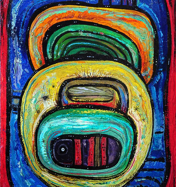 Ornament #16, 1976 Oil, Cardboard 27.5″x20″