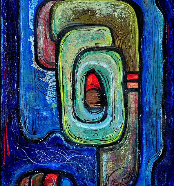 Composition #11, 1974 Oil, Cardboard 27.5″x20″