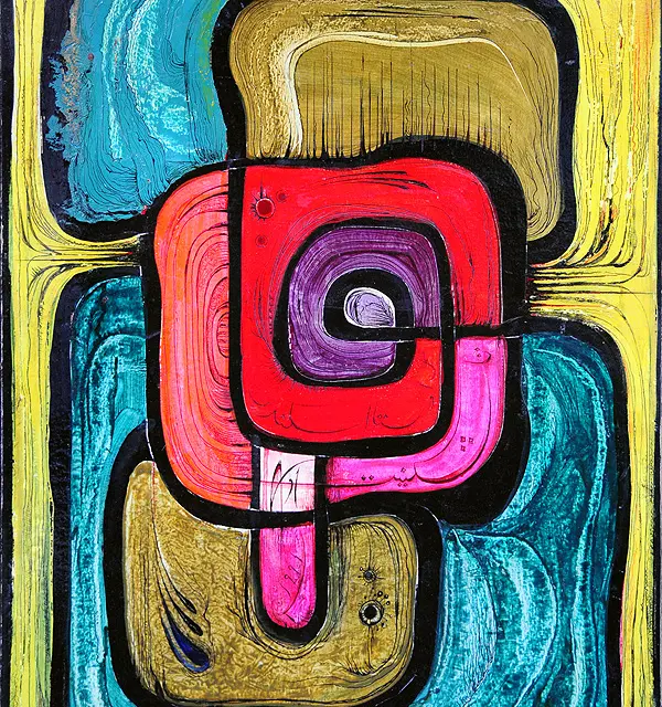 Labyrinth, 1974 Oil, Cardboard 27.5″x20″