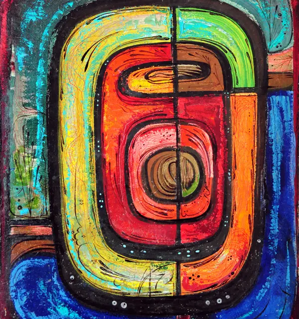 Ornament #12, 1974 Oil, Cardboard 27.5″x20″